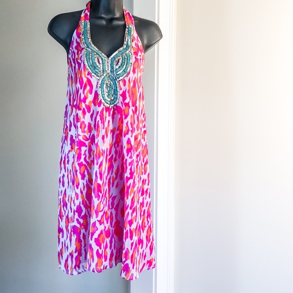 SALE! BOSTON PROPER size XXS pink beaded halter - Picture 1 of 6